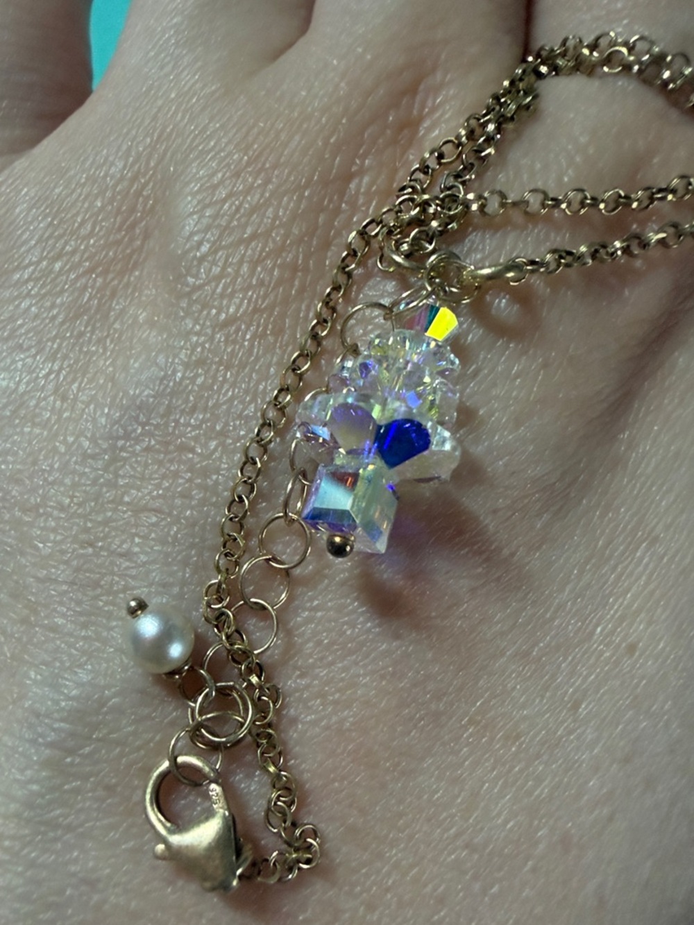 Crystal Swarovski Christmas Tree Necklace: Gold plated Sterling Silver